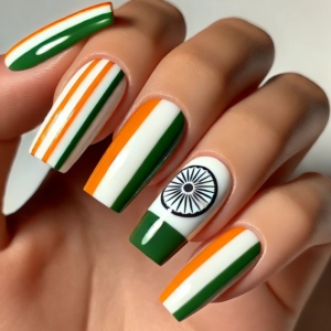 Indian flag stripe nail art